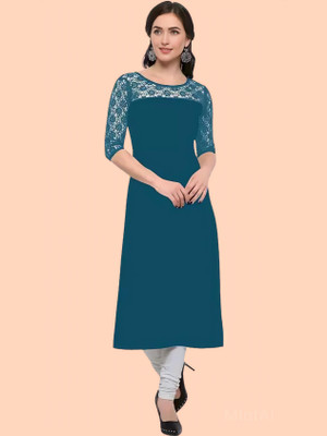 ZELZIS Women Solid Straight Kurta(Light Blue)