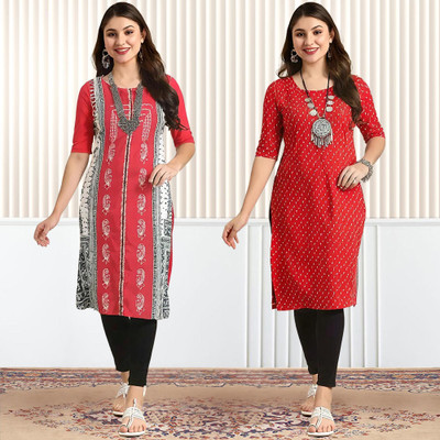 1 Stop Fashion Women Printed Straight Kurta(Multicolor)