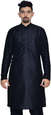 MAG Men Solid Straight Kurta(Black)