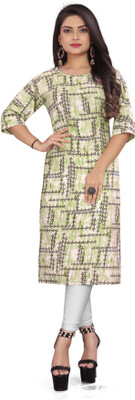 zindora Women Printed Straight Kurta(Green)