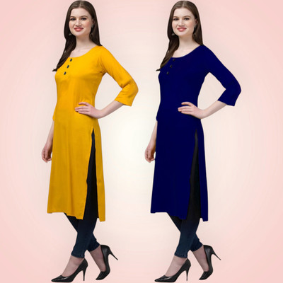 Coft Women Solid Straight Kurta(Multicolor)