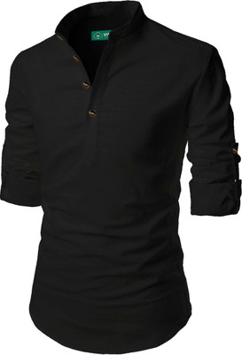 VIMASUTI Men Solid A-line Kurta(Black)