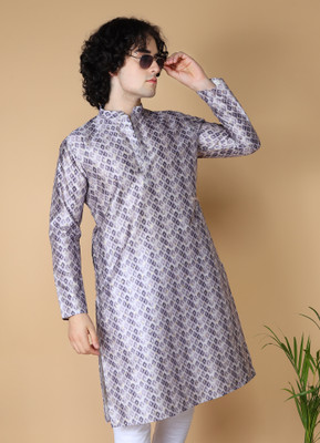 Namaskar Men Printed Straight Kurta(Brown)