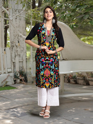 1 Stop Fashion Women Printed A-line Kurta(Multicolor)