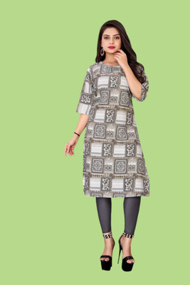 Tulsii Fab Women Animal Print Straight Kurta(Multicolor)