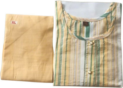 KCM Girls Striped Straight Kurta(Yellow)