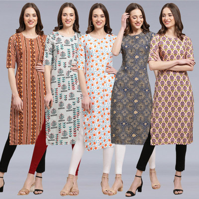 1 Stop Fashion Women Printed Straight Kurta(Multicolor)