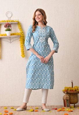 NEELKANTH TRENDS Women Printed A-line Kurta(Green)