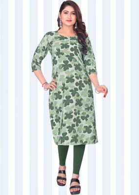 Dhrutiivaste Women Printed Straight Kurta(Green)