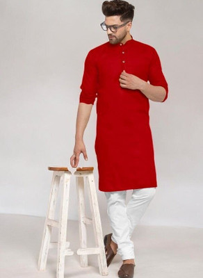 Trending Rashmi Men Solid Straight Kurta(Red)
