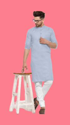 VINAARI Men Solid A-line Kurta(Grey)