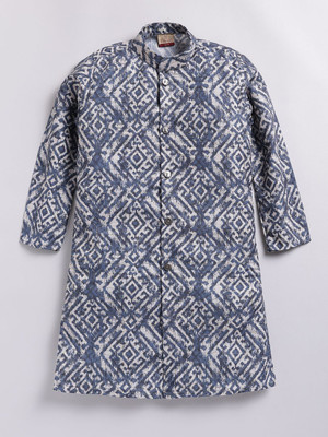 Tabard Boys Printed Straight Kurta(Blue)