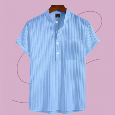 Look Trendy Men Printed Straight Kurta(Light Blue)