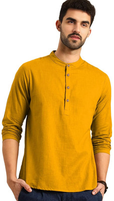 Vimal Star Men Solid Straight Kurta(Beige)