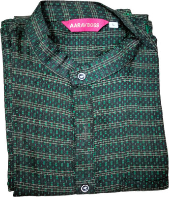 LIBSADRESSES Men Printed Straight Kurta(Green)