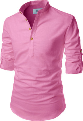 Edinwolf Men Solid A-line Kurta(Pink)
