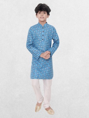 HLOOM Boys Printed Straight Kurta(Blue)