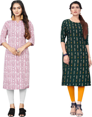 HouseOfCommon Women Printed Straight Kurta(Multicolor)