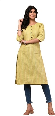 Rakshita Fashions Women Printed Straight Kurta(Yellow)