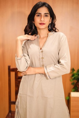 Avishya Women Printed A-line Kurta(Grey)