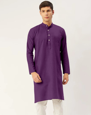 ShivLeela Men Solid Straight Kurta(Purple)