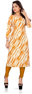 SHLOCK CREATION HUB Women Printed Straight Kurta(Yellow)
