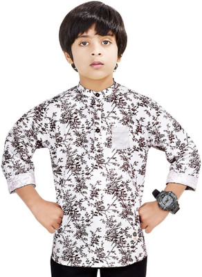 MADE IN THE SHADE Boys Printed Straight Kurta(White)