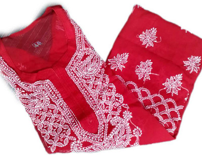 Sheeraz enterprise Women Chikan Embroidery A-line Kurta(Red)