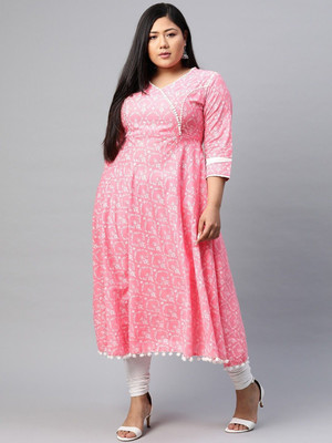Yash Gallery Women Floral Print Anarkali Kurta(Pink)