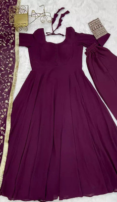 GRISHU COLLECTION Embroidered Anarkali Kurta, Bottom & Dupatta Set