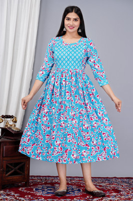 Jai Vijay Creations Anarkali Gown(Light Blue)