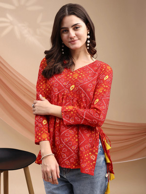 Youthnic Party Printed Women Brown Top