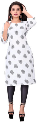 Tulsii Fab Women Printed Anarkali Kurta(White)