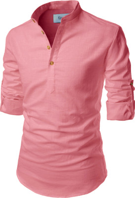Edinwolf Men Solid A-line Kurta(Pink)
