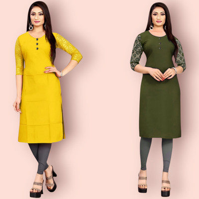 Coft Women Solid Straight Kurta(Multicolor)