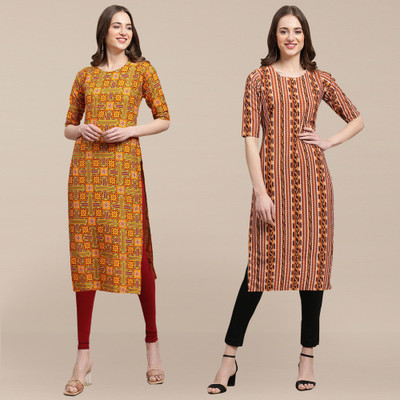 EthnicBasket Women Printed Straight Kurta(Multicolor)