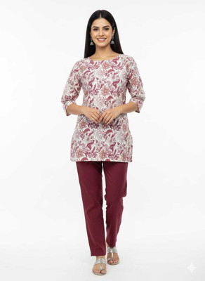 Poshpinz Women Floral Print, Printed Flared Kurta(Multicolor)