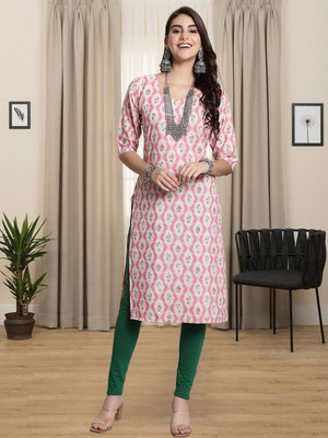 1 Stop Fashion Women Printed A-line Kurta(Pink)