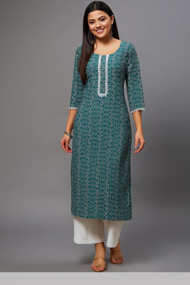 Dinaya Women Floral Print Straight Kurta(Dark Green)