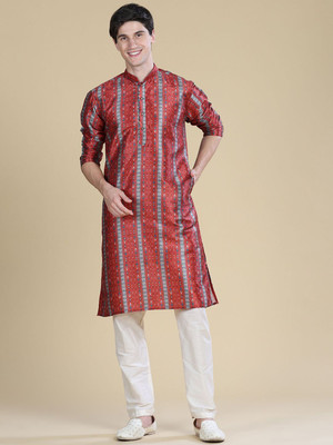 ANOUK Men Printed Straight Kurta(Maroon)