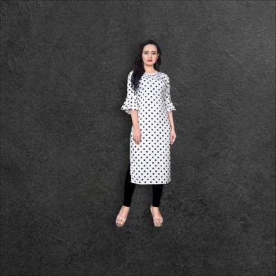 NISHA APEX Women Printed A-line Kurta(White)