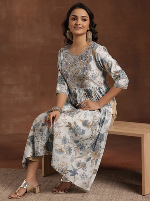 LIBAS Women Printed A-line Kurta(Blue)