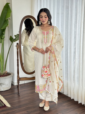RN Fashion Embroidered Kurta, Trouser/Pant & Dupatta Set