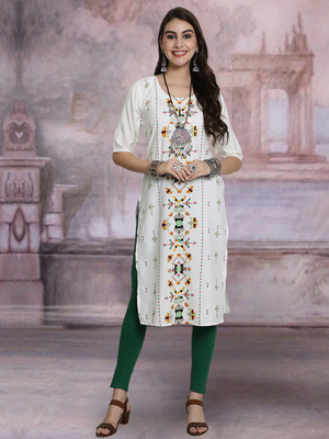 Moda Rapido Women Printed Straight Kurta(Multicolor)
