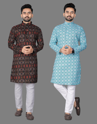 DHASU TRENDZ Men Printed Straight Kurta(Multicolor)