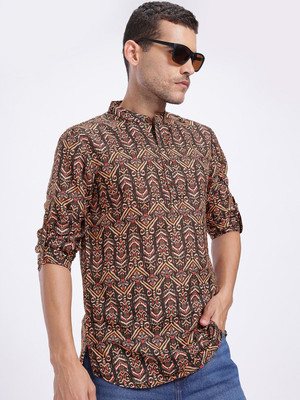 Anouk Rustic Men Printed Straight Kurta(Black)