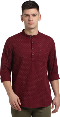 TURTLE Men Printed Straight Kurta(Maroon)