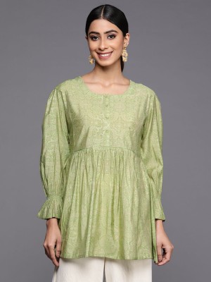 LIBAS Women Printed A-line Kurta(Green)