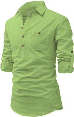 TrendiVastra Men Solid A-line Kurta(Light Green)
