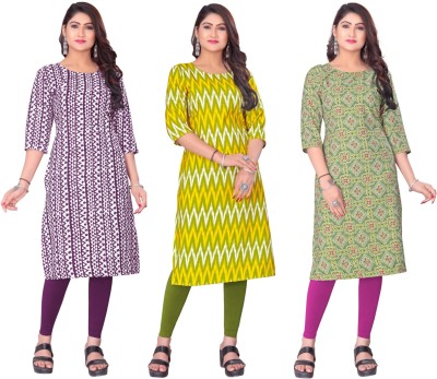 Dhruti Vaste Women Printed A-line Kurta(Multicolor)